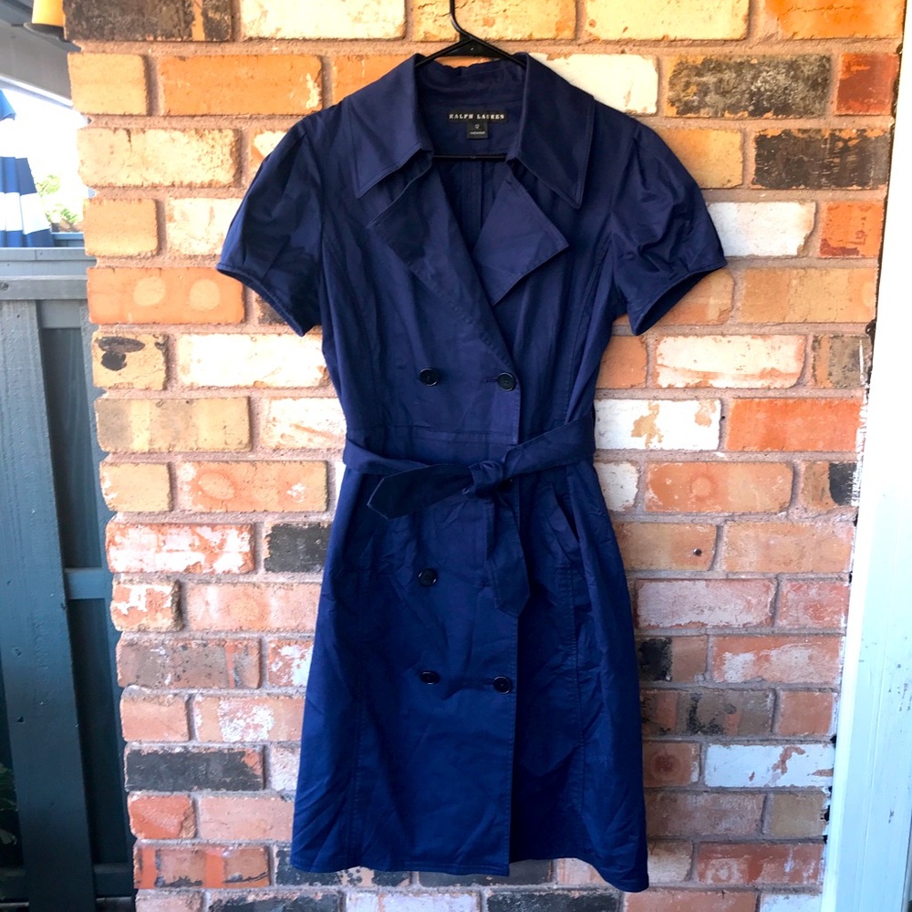 Ralph Lauren Black Label Navy Belted Dress with buttons & belt